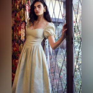 Reformation Davila Linen Dress Size 4 Dried Herbs NWT